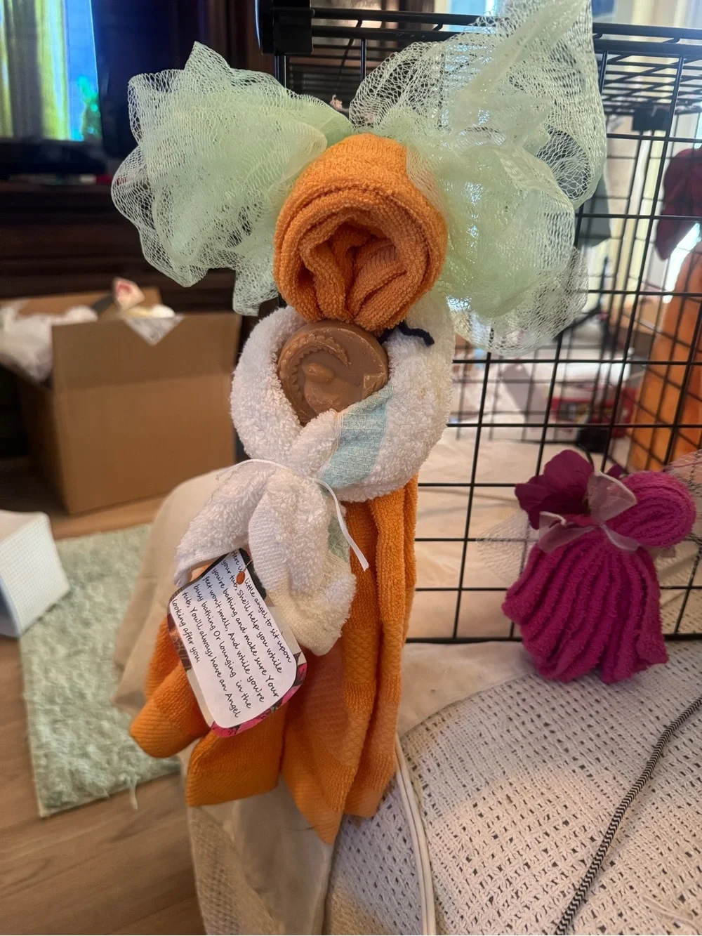 Orange and White Hand Towel Set - Decorative Bath Accent